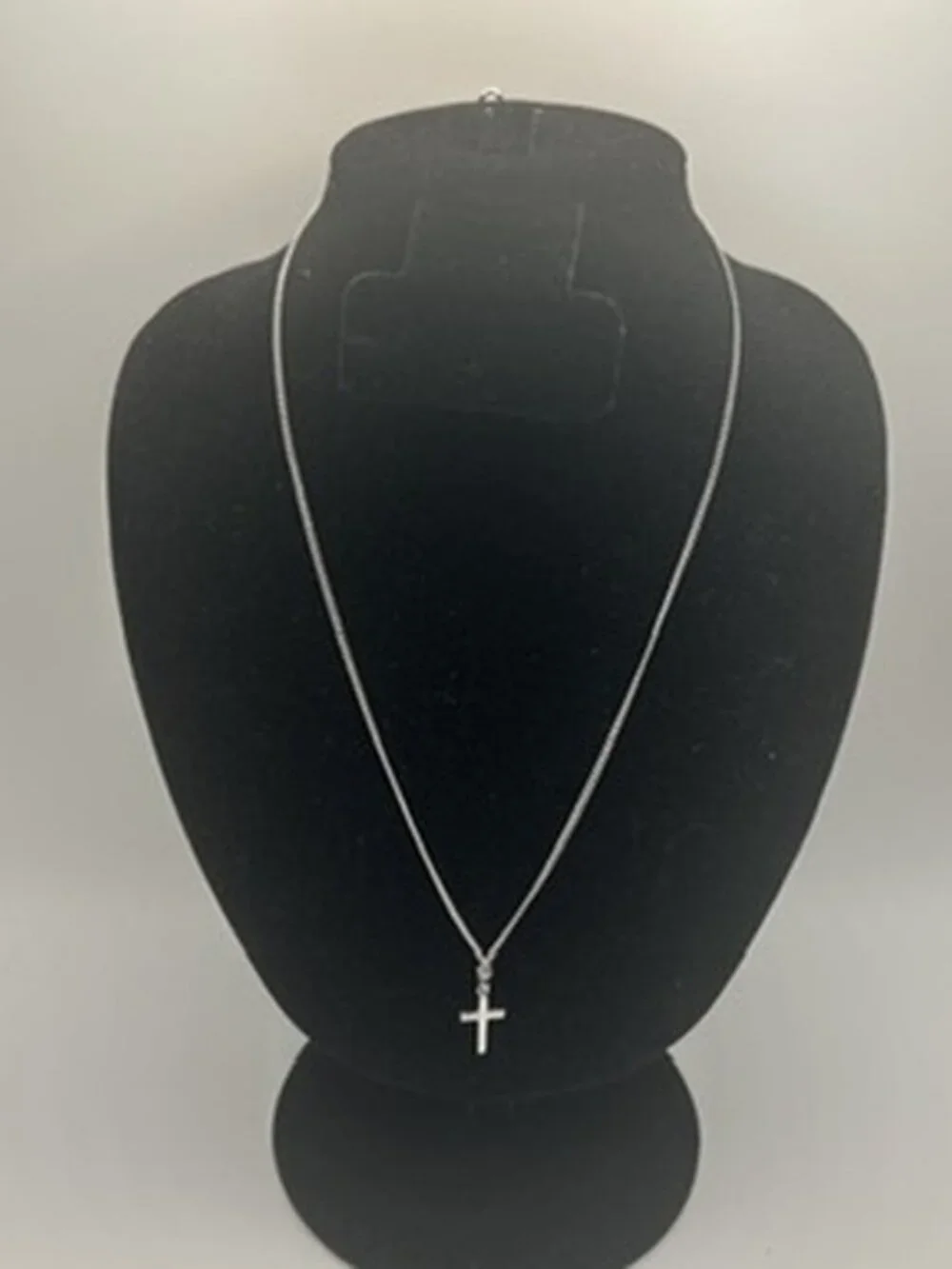 Mini Cross Pendant Vintage Real Silver Necklace Plated Stainless Steel Unisex